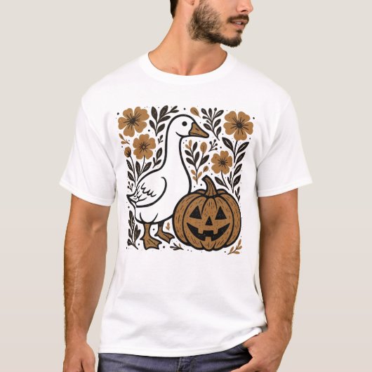 Halloween Silly Goose Floral Boho T-shirt (Voorkant)