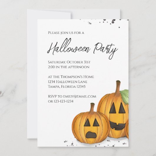 Halloween Simple Cute Pumpkin QR Code Map Piccon Kaart (Voorkant)