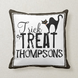 Halloween Simple Whimsical Black Cat Typografie Kussen
