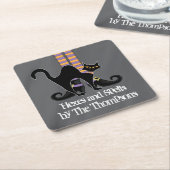 Halloween Simple Whimsical Witch Shoes Black Cat Kartonnen Onderzetters (Schuin)