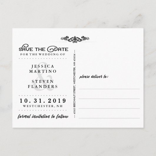 Halloween Sinaasappel & Black Bold Bewaar de datum Aankondigingskaart (Achterkant)