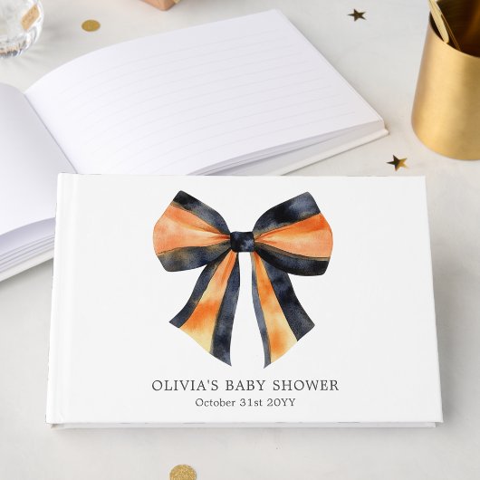 Halloween Sinaasappel Black Coquette Bow Baby show Gastenboek