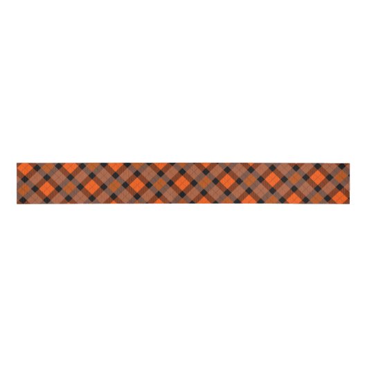 Halloween Sinaasappel Black Plaid Grosgrain Lint (Voorkant)