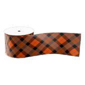 Halloween Sinaasappel Black Plaid Grosgrain Lint (Spoel)