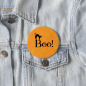 Halloween Sinaasappel - "Boo! met zwarte kat" Ronde Button 7,6 Cm (In situ)