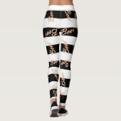 Halloween Sinaasappel BOO Zwart & Wit Gestreept Fe Leggings (Achterkant)