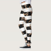 Halloween Sinaasappel BOO Zwart & Wit Gestreept Fe Leggings (Links)