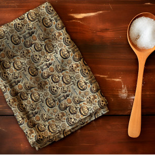 Halloween sinaasappel bruin grijs stijlvol theedoek