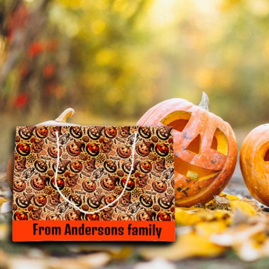 Halloween sinaasappel bruin stijlvol groot cadeauzakje