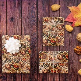 Halloween sinaasappel bruin stijlvol inpakpapier vel