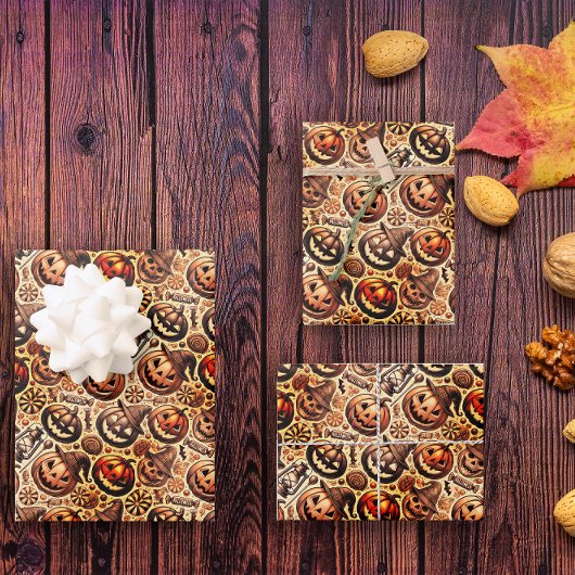 Halloween sinaasappel bruin stijlvol inpakpapier vel