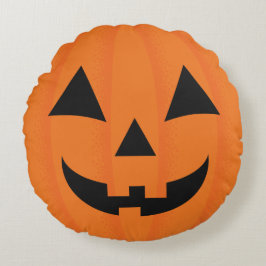 Halloween Sinaasappel Carved Happy Pumpkin Face Rond Kussen
