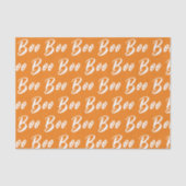 Halloween Sinaasappel en wit boo tekstpatroon Tissuepapier (Voorkant)