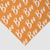 Halloween Sinaasappel en wit boo tekstpatroon Tissuepapier (Detail)