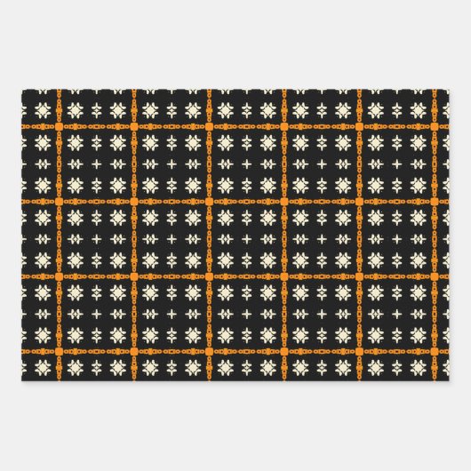 Halloween Sinaasappel en zwart Abstract Pattern Inpakpapier Vel (Voorkant 3)