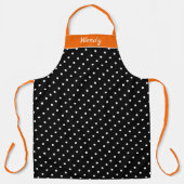 Halloween Sinaasappel en zwart met witte stippen Schort (Voorkant)