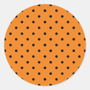 Halloween sinaasappel en zwarte polka stipt schatt ronde sticker