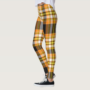 Halloween Sinaasappel, geel, wit en zwart geplakt Leggings
