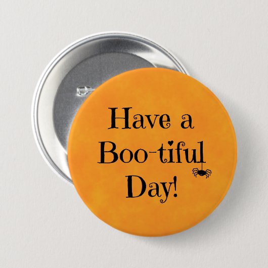 Halloween Sinaasappel - "Heb een mooie dag!" Ronde Button 7,6 Cm (Voorkant /achterkant)