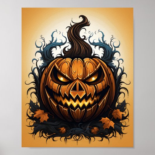 Halloween Sinaasappel Jack O lantaarn Spooky Pumpk Poster (Voorkant)