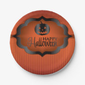Halloween sinaasappel jack o'lantern papieren bordje (Voorkant)