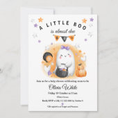 Halloween Sinaasappel Little Boo Ghost Meisje Baby Kaart (Voorkant)