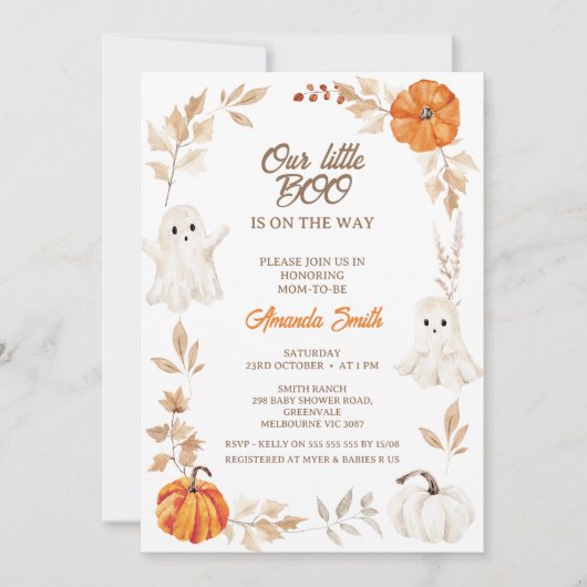 Halloween Sinaasappel Onze kleine Boo Baby shower Kaart (Voorkant)