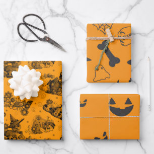 Halloween Sinaasappel Patroon Inpakpapier Vel