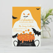 Halloween sinaasappel potion geesten kostuum feest kaart (Staand voorkant)