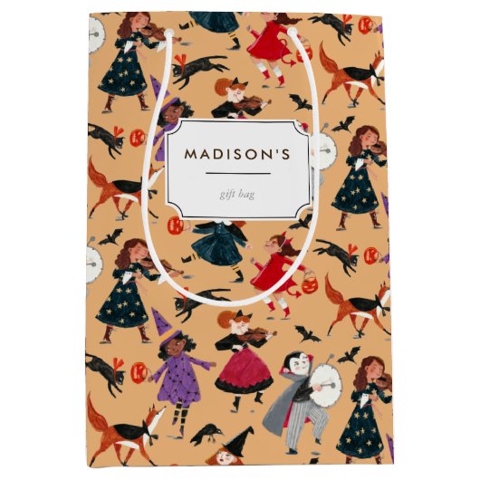 Halloween sinaasappel schattige kinderen medium cadeauzakje (Voorkant)