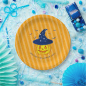Halloween Sinaasappel Sparkly Stripes Pumpkin Papieren Bordje (Feest)