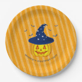 Halloween Sinaasappel Sparkly Stripes Pumpkin Papieren Bordje (Voorkant)