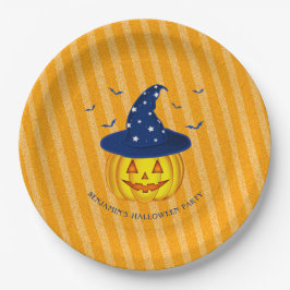 Halloween Sinaasappel Sparkly Stripes Pumpkin Papieren Bordje