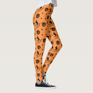 Halloween Sinaasappel Spooky Pumpkin Witch Leggings
