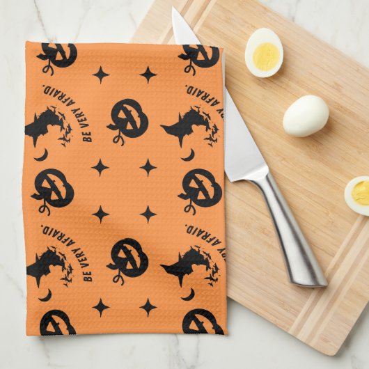 Halloween Sinaasappel Spooky Pumpkin Witch Theedoek (Quarter Fold)