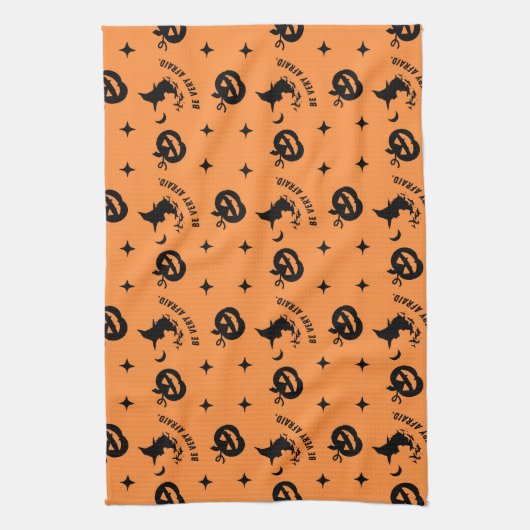 Halloween Sinaasappel Spooky Pumpkin Witch Theedoek (Verticaal)