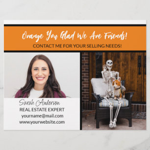 Halloween sinaasappel voor Estate Agent, blij dat  Flyer