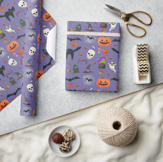Halloween Sinaasappel Zwart Cadeaupapier (Crafts)