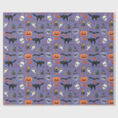 Halloween Sinaasappel Zwart Cadeaupapier (Vlak)