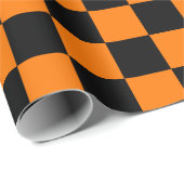 Halloween Sinaasappel Zwart controleert Verjaardag Cadeaupapier (Rol Hoek)