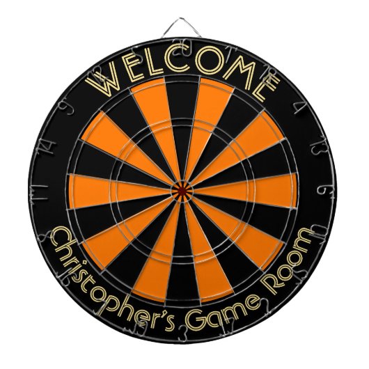 Halloween Sinaasappel Zwart Custom Metal Cage Game Dartbord (Voorkant)