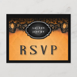 Halloween Sinaasappel & Zwart Elegant Matching RSV Uitnodiging Briefkaart