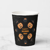 Halloween Sinaasappel & Zwart Gepersonaliseerd Pap Papieren Bekers (Achterkant)