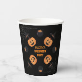 Halloween Sinaasappel & Zwart Gepersonaliseerd Pap Papieren Bekers (Voorkant)