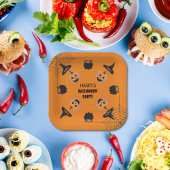 Halloween Sinaasappel & Zwart Gepersonaliseerd Pap Papieren Bordje