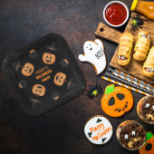 Halloween Sinaasappel & Zwart Gepersonaliseerd Pap Papieren Bordje
