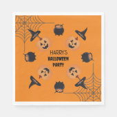 Halloween Sinaasappel & Zwart Gepersonaliseerde se Servet (Voorkant)