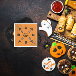 Halloween Sinaasappel & Zwart Gepersonaliseerde se Servet