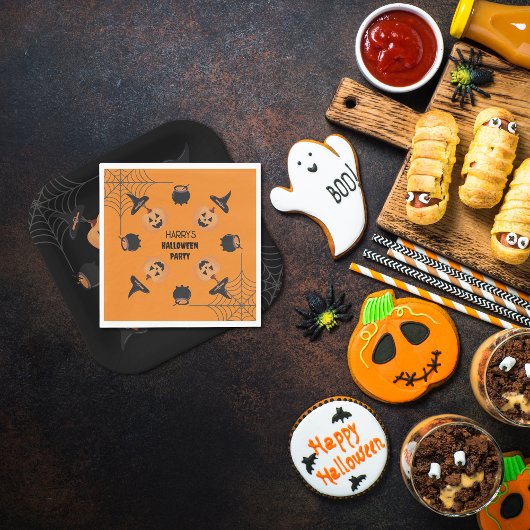Halloween Sinaasappel & Zwart Gepersonaliseerde se Servet