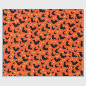 Halloween Sinaasappel zwart Minimal Pattern Cadeaupapier (Vlak)